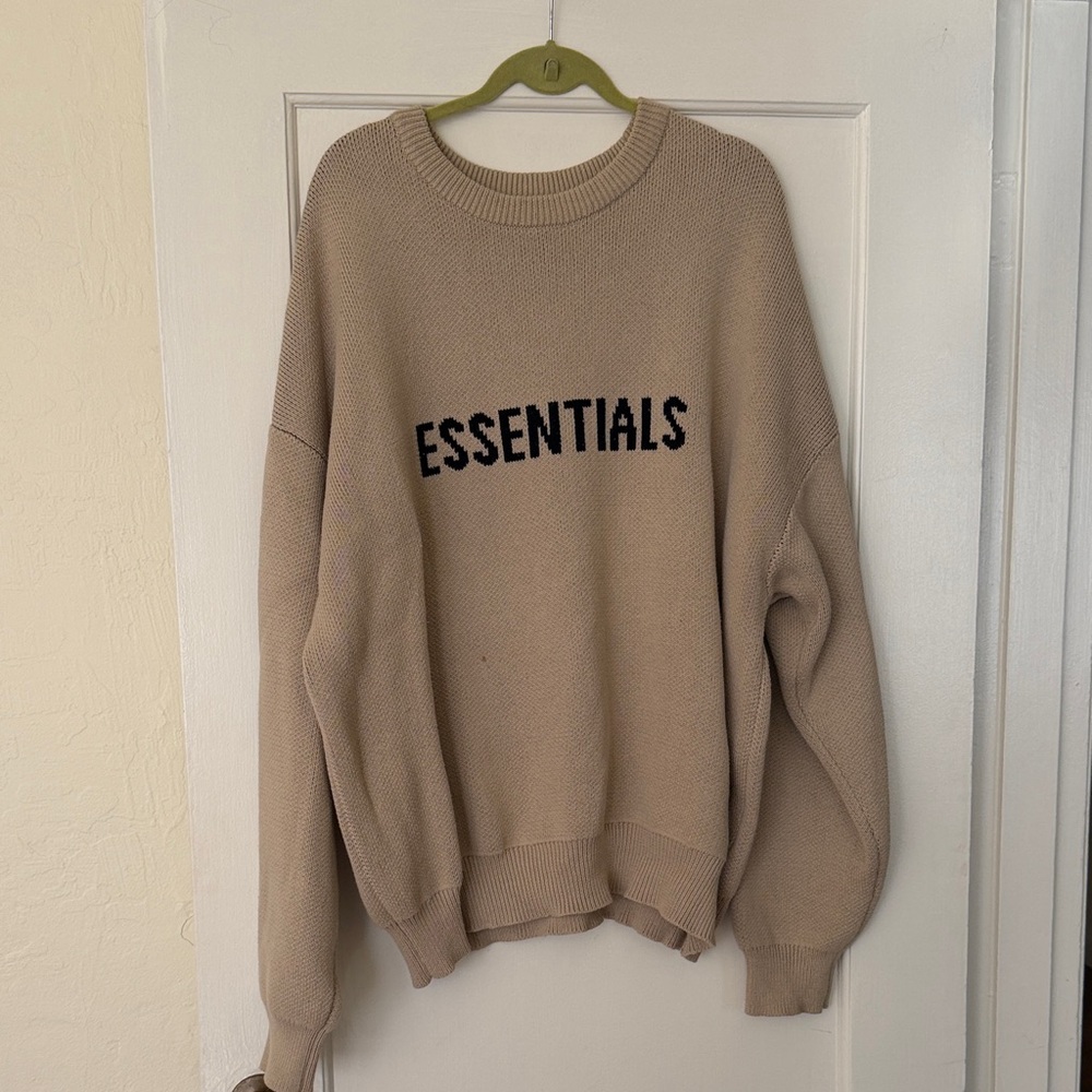 Essentials Beige Crewneck Sweater for Men